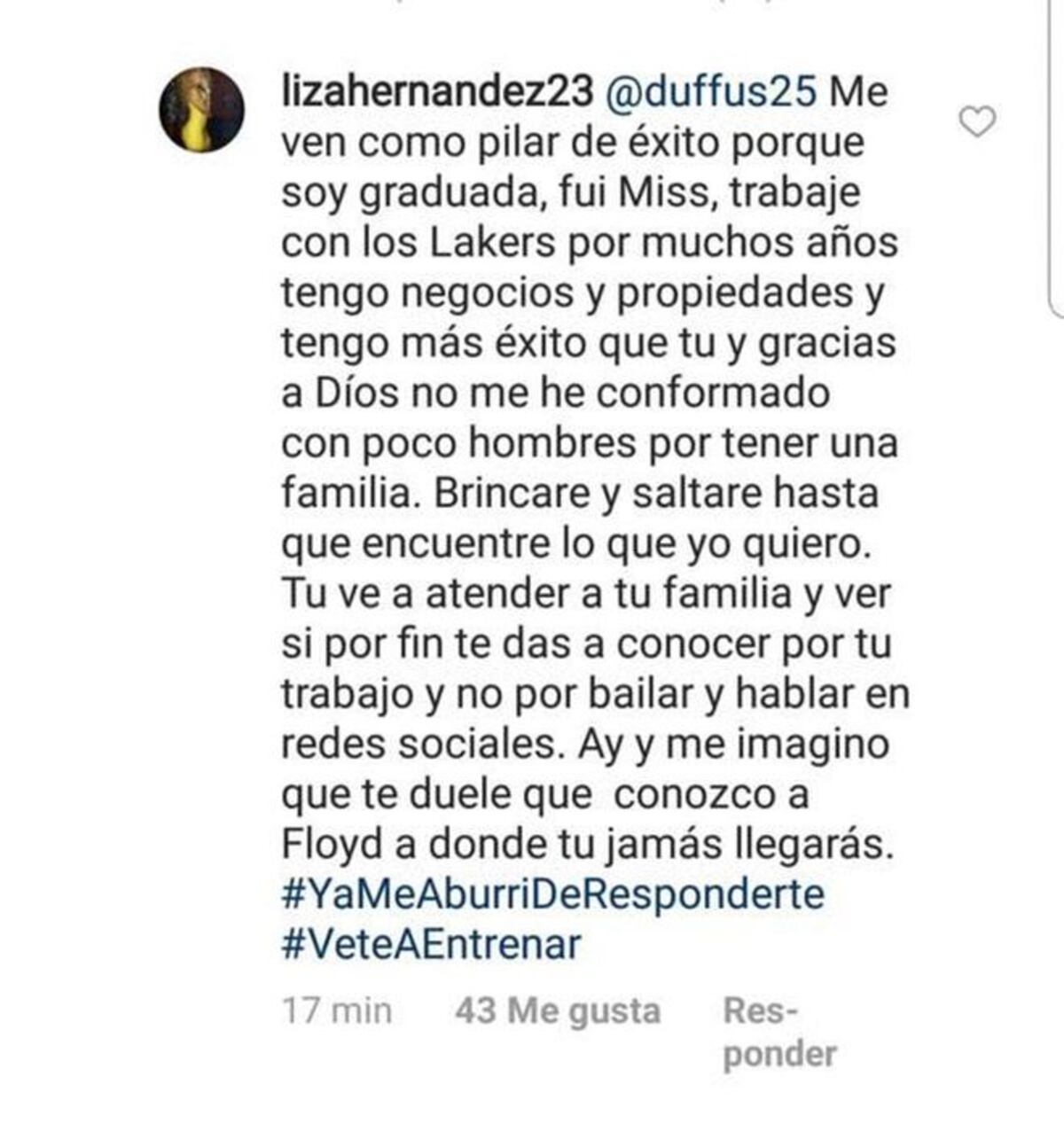 Retan a Liza Hernández a decir la verdad de por qué no está con Floyd | Video