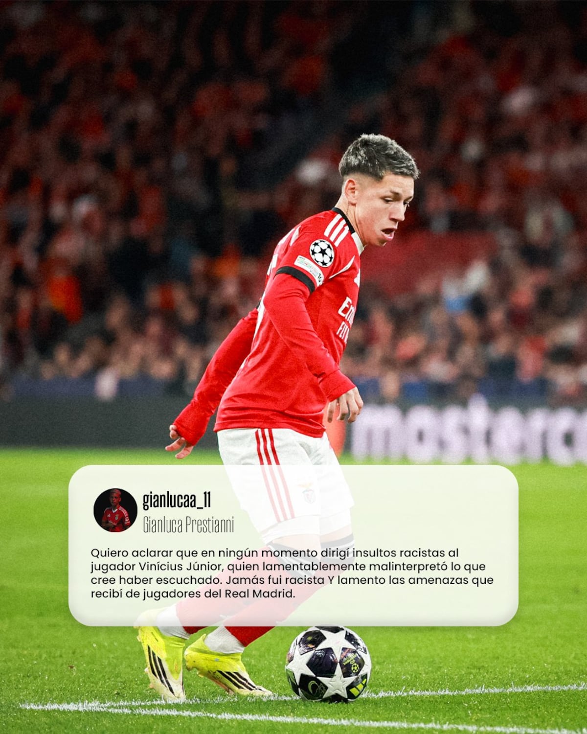 Prestianni viaja a Madrid y Benfica reta a la UEFA