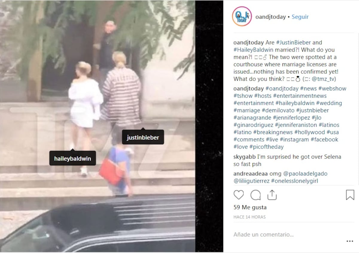 Testigos aseguran que vieron a Bieber y Baldwin en la Oficina de Matrimonio
