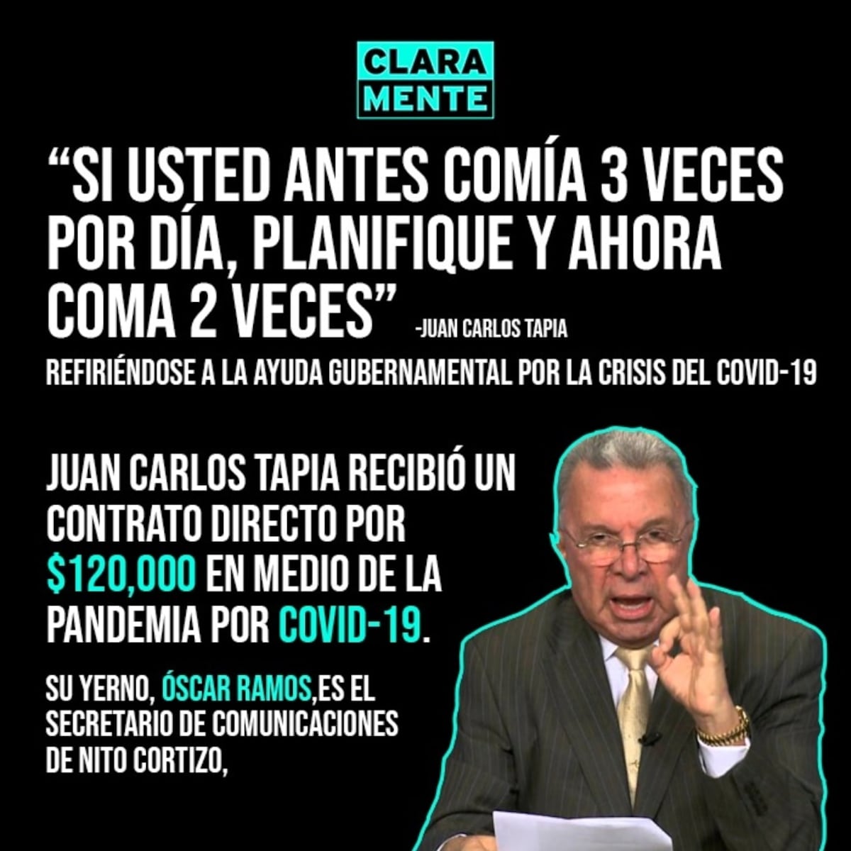 Lo ponen contra las cuerdas. Juan Carlos Tapia se disculpa tras recomendar ‘hacer magia’ con bono. Video