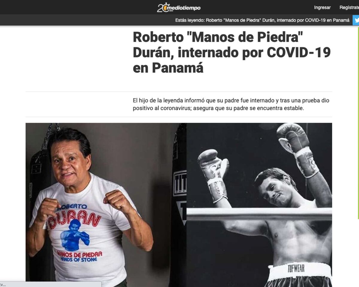 Medios internacionales reportan el contagio de Roberto Durán +Galería