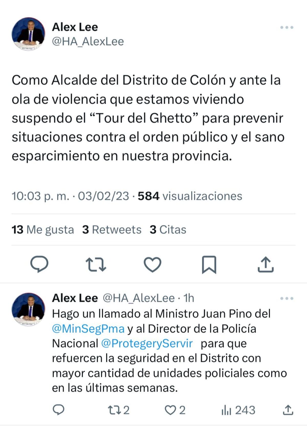 Alcalde de Colón se ve obligado a suspender‘Tour del Ghetto’ por la ola de violencia