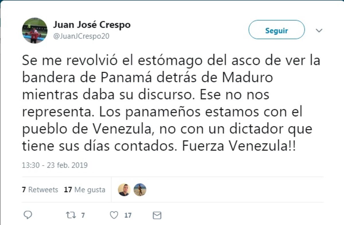 Indignación.  Ey, ey,ey.Bandera de Panamá en el discurso de Maduro causa revuelo