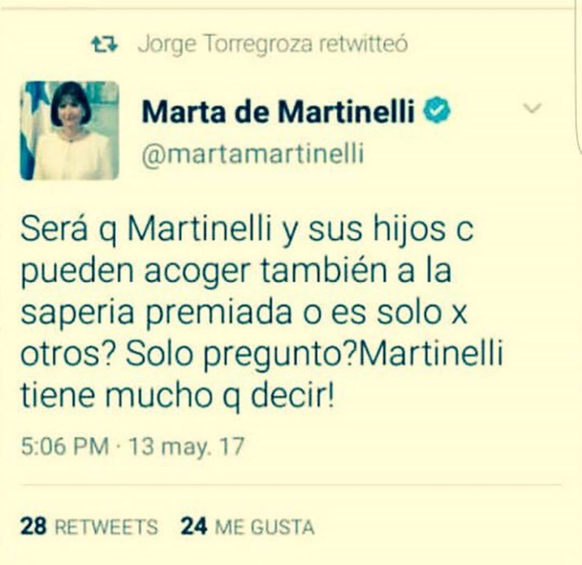 ¡JESÚS, ALABAO! Marta advierte que llegó la hora de que Martinelli cante