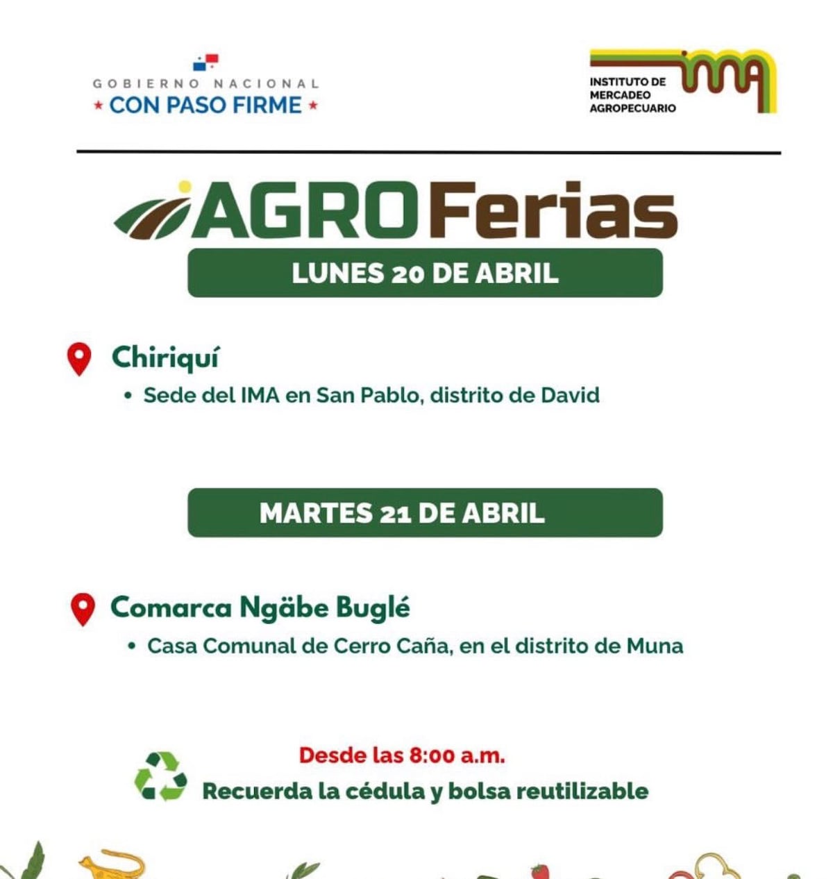 Agroferias del IMA este martes: puntos de venta en todo Panamá