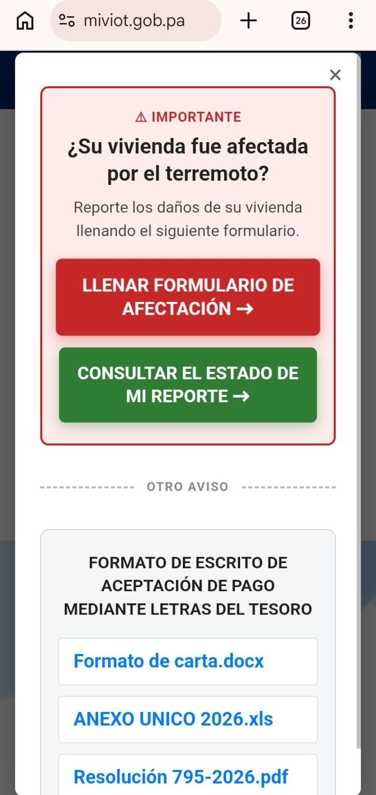Presidencia habilita enlace para consultar apoyos de reconstrucción de viviendas tras el sismo