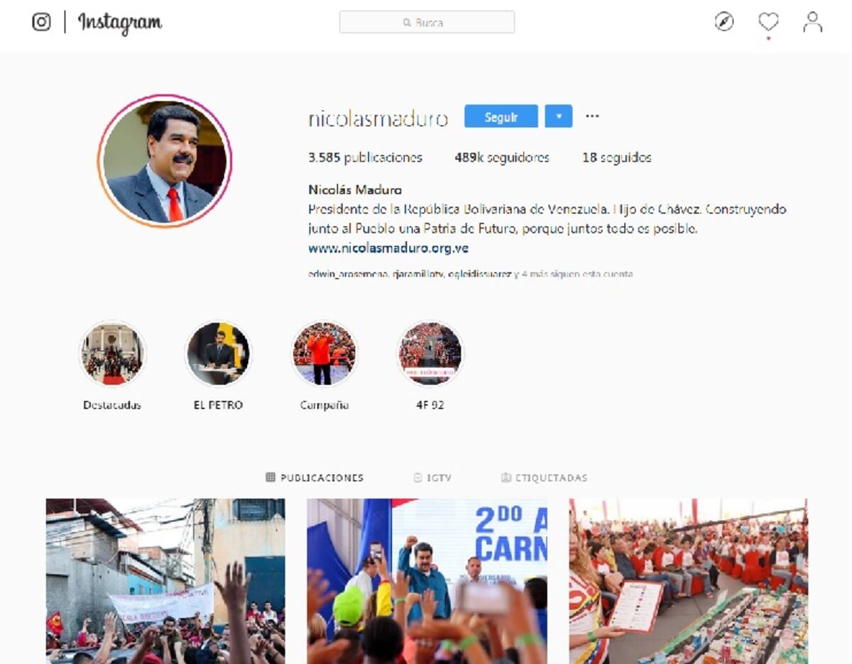 Facebook e Instagram aclaran sobre insignia de verificación de Nicolás Maduro