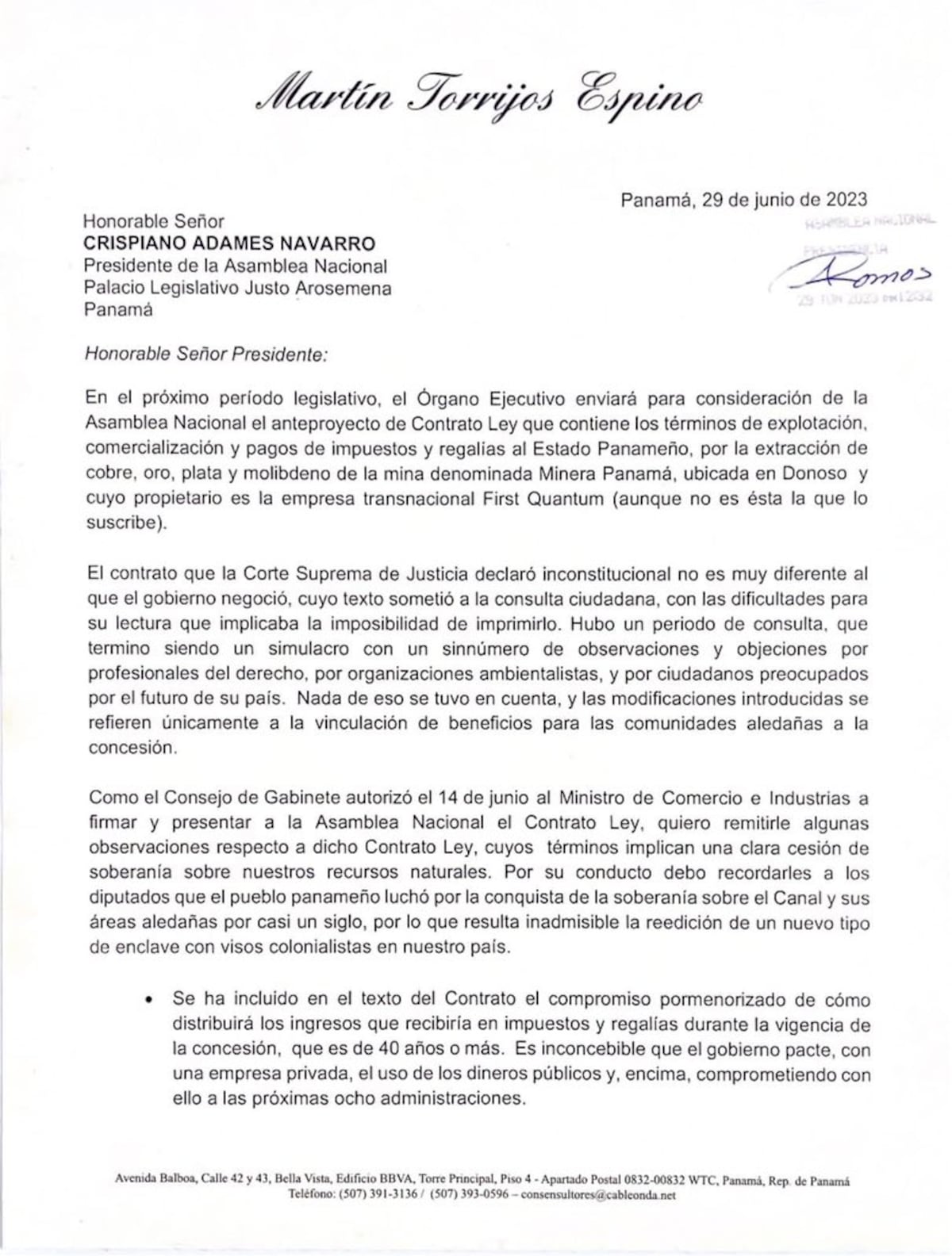 Martín y Crispiano se reúnen. Torrijos le entregó una carta