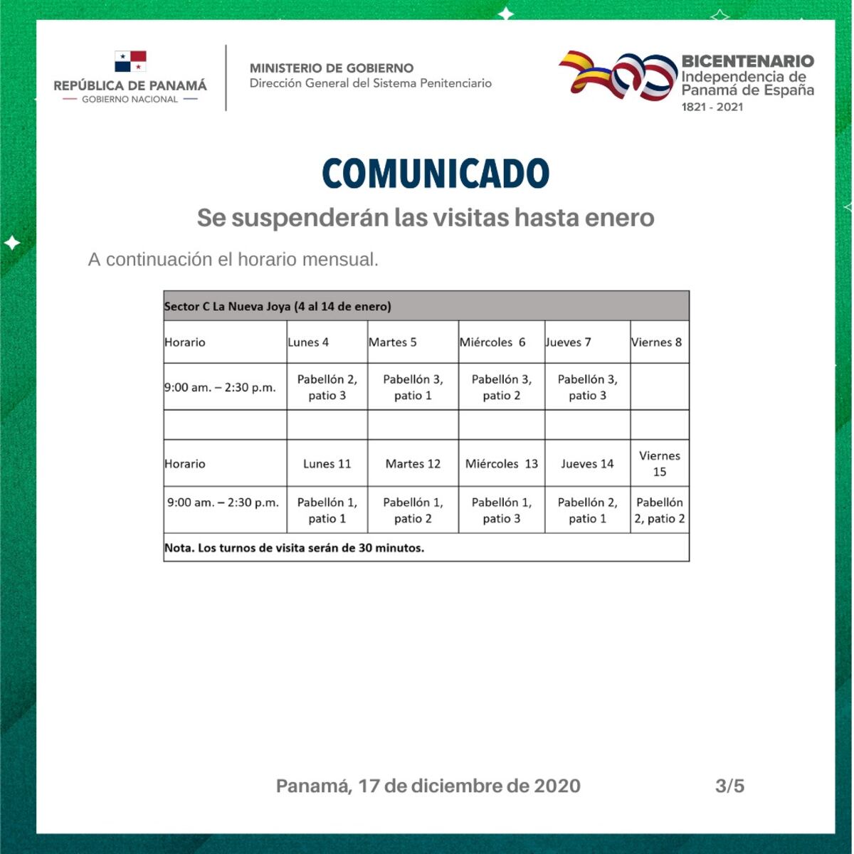 Suspenden las visitas en los penales de todo el país. Aquí le decimos el cambio de horario