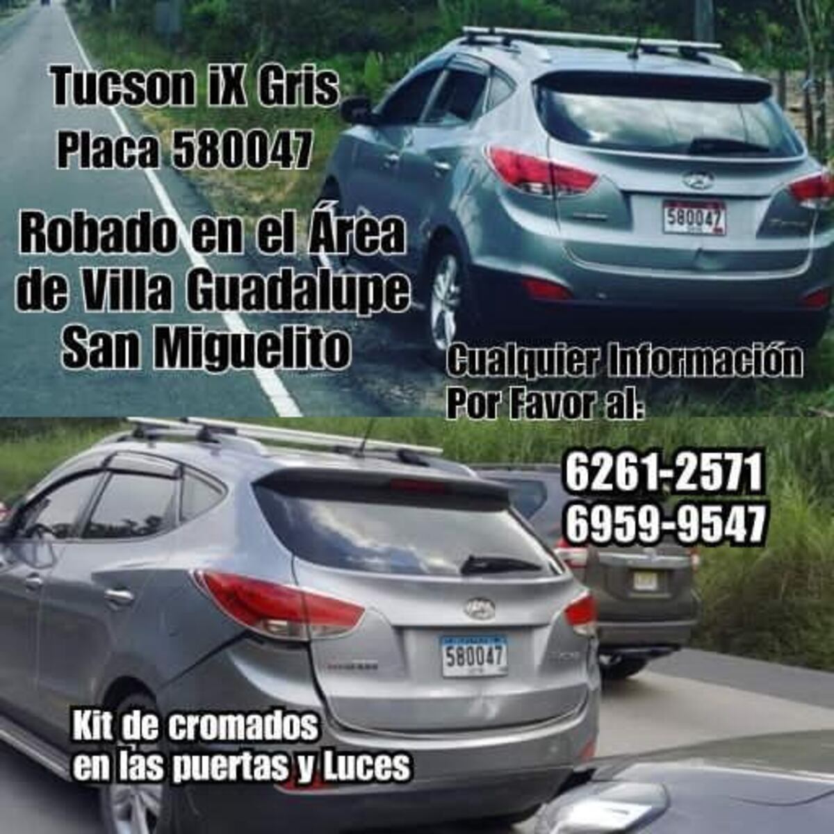 Robo en Villa Guadalupe, a la altura de la Roosevelt. Bajan a señora de su auto y se lo llevan