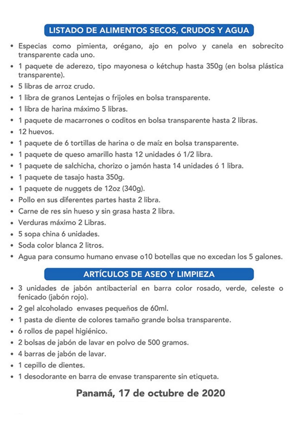 Estos son los artículos que podrán ser ingresados en las visitas a los centros penitenciarios de Panamá
