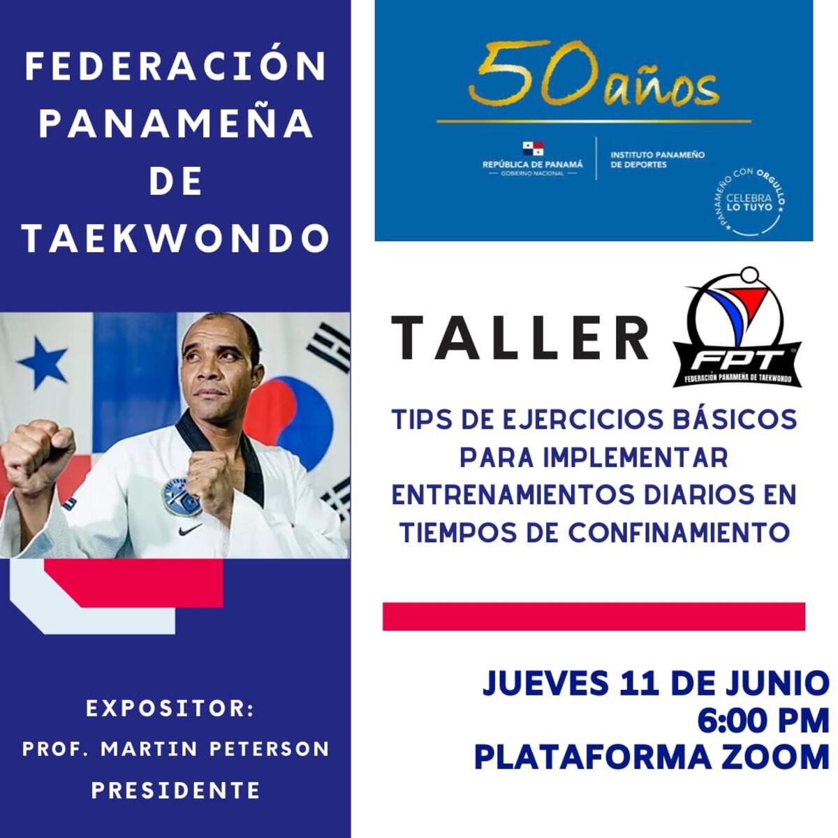 Federación de taekwondo dictará charla para atletas en confinamiento