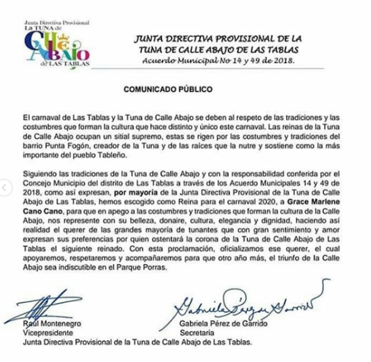 Calle Abajo de Las Tablas presenta a 'Muñeca de Porcelana' para el 2020