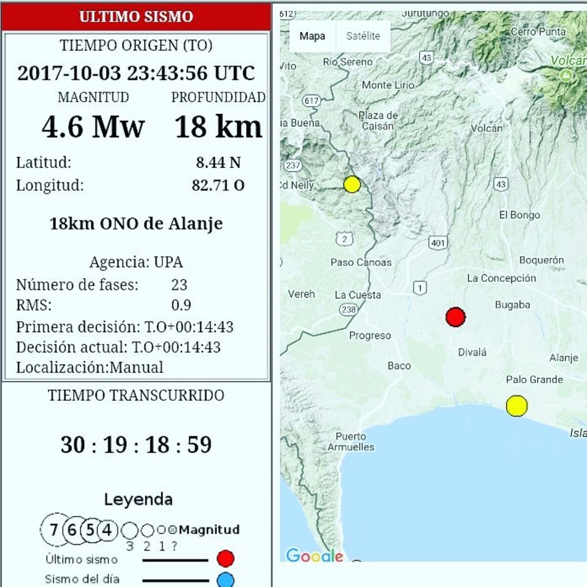 SISMO. Nuevo temblor en Panamá  y prevención por 'disturbio tropical'