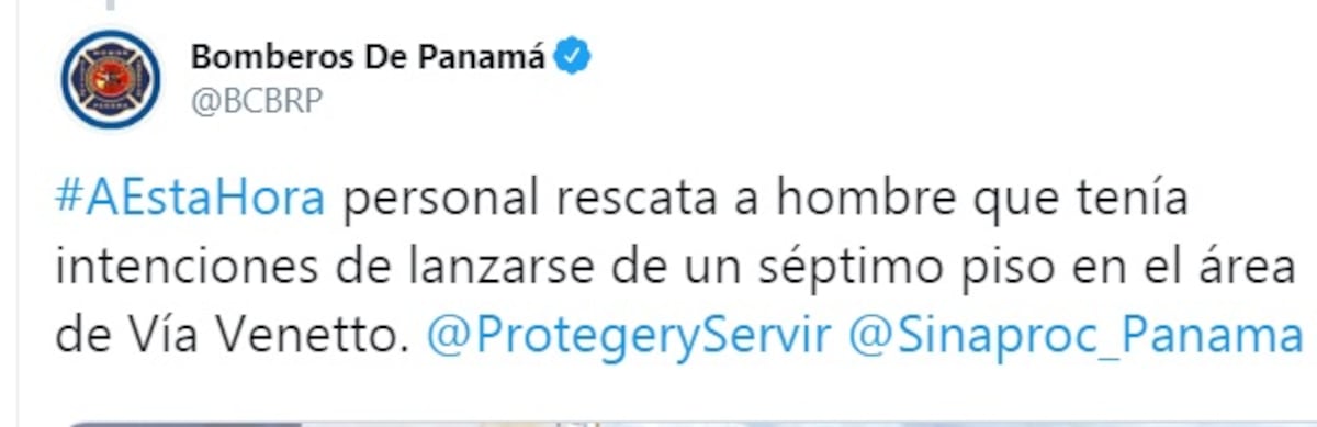 Hombre amenaza con lanzarse desde un séptimo piso en Vía Veneto. Bomberos atienden la emergencia. Video