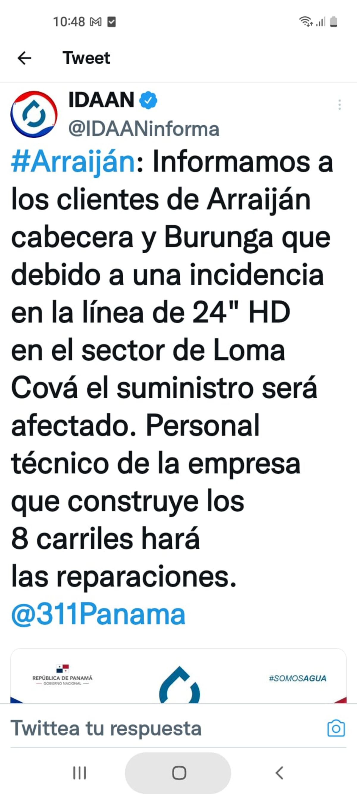 Áreas de Arraiján y La Chorrera afectadas con suministro de agua