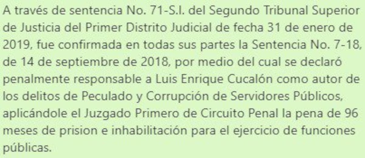 Confirman sentencia de ocho años de prisión para Luis Enrique Cucalón