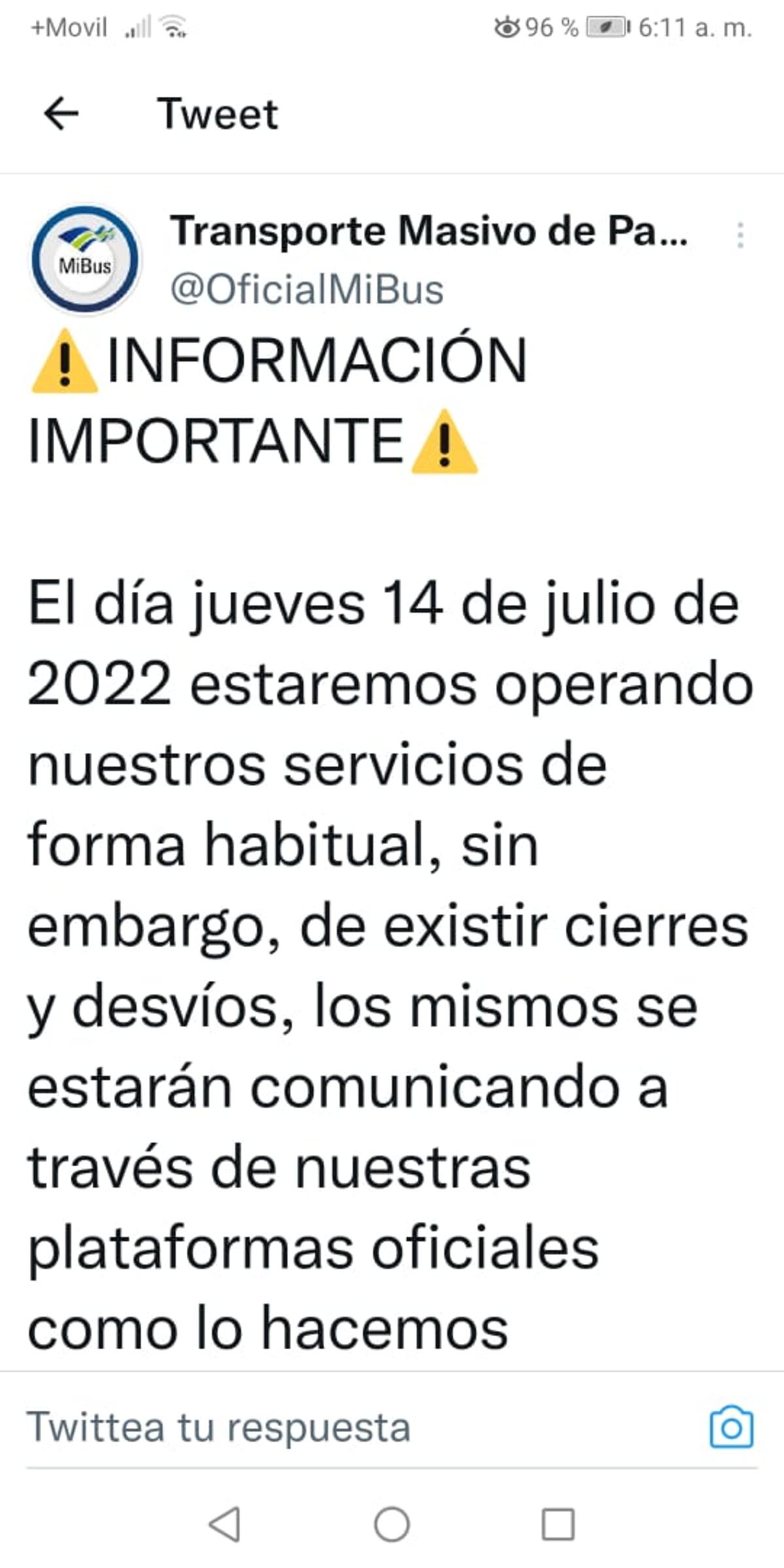 MiBus se pronuncia luego del ataque a unas de sus unidades en Villa Lucre