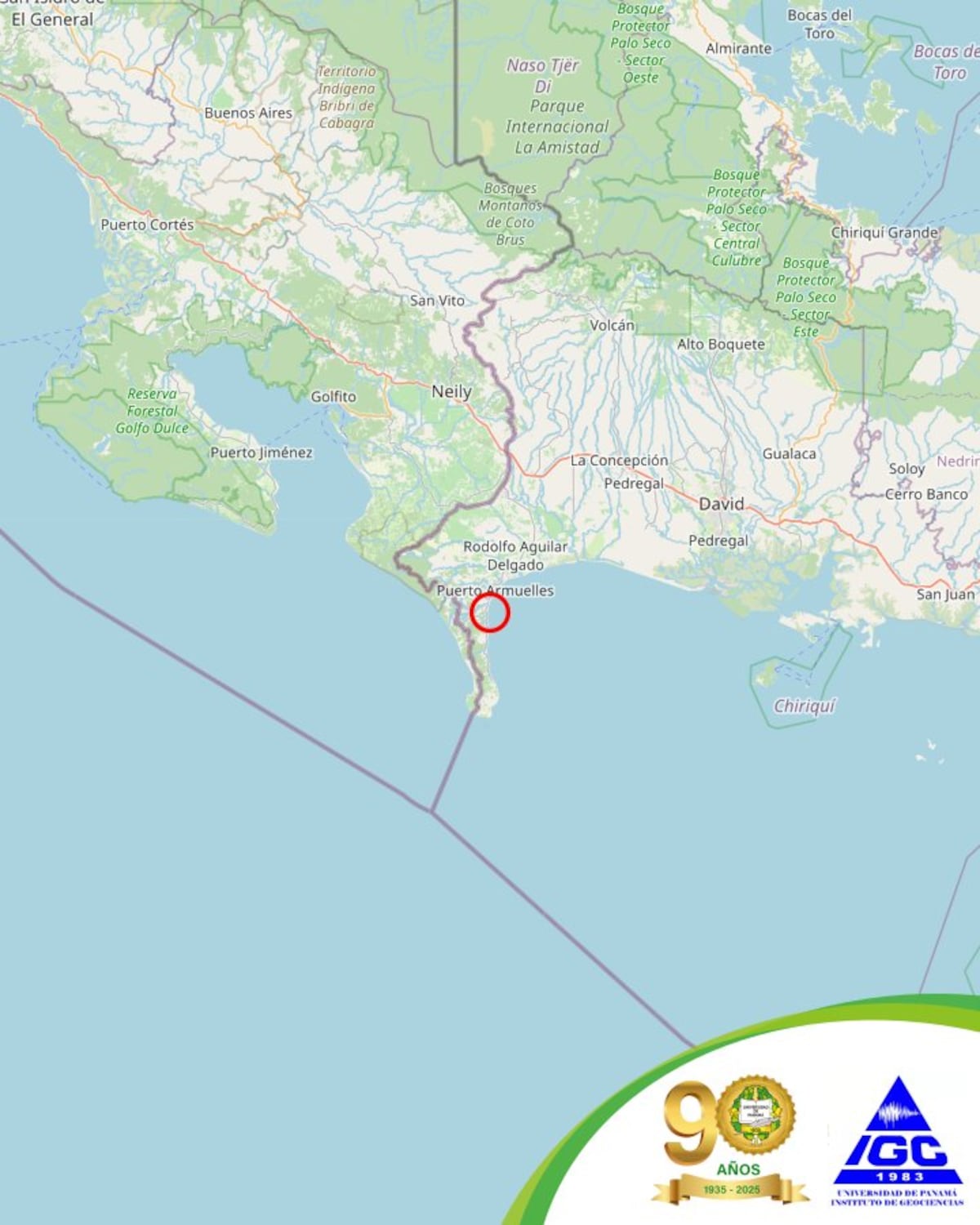Se movió la tierra en la frontera: sismo de 5.5 sacude Puerto Armuelles