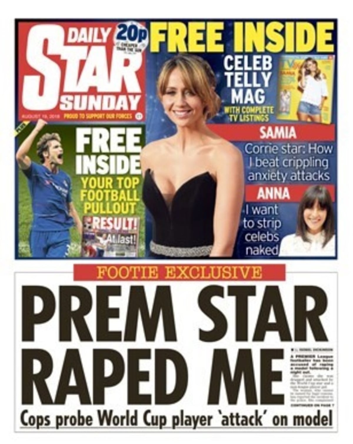 Modelo acusa a futbolista de la Premier League de drogarla y violarla