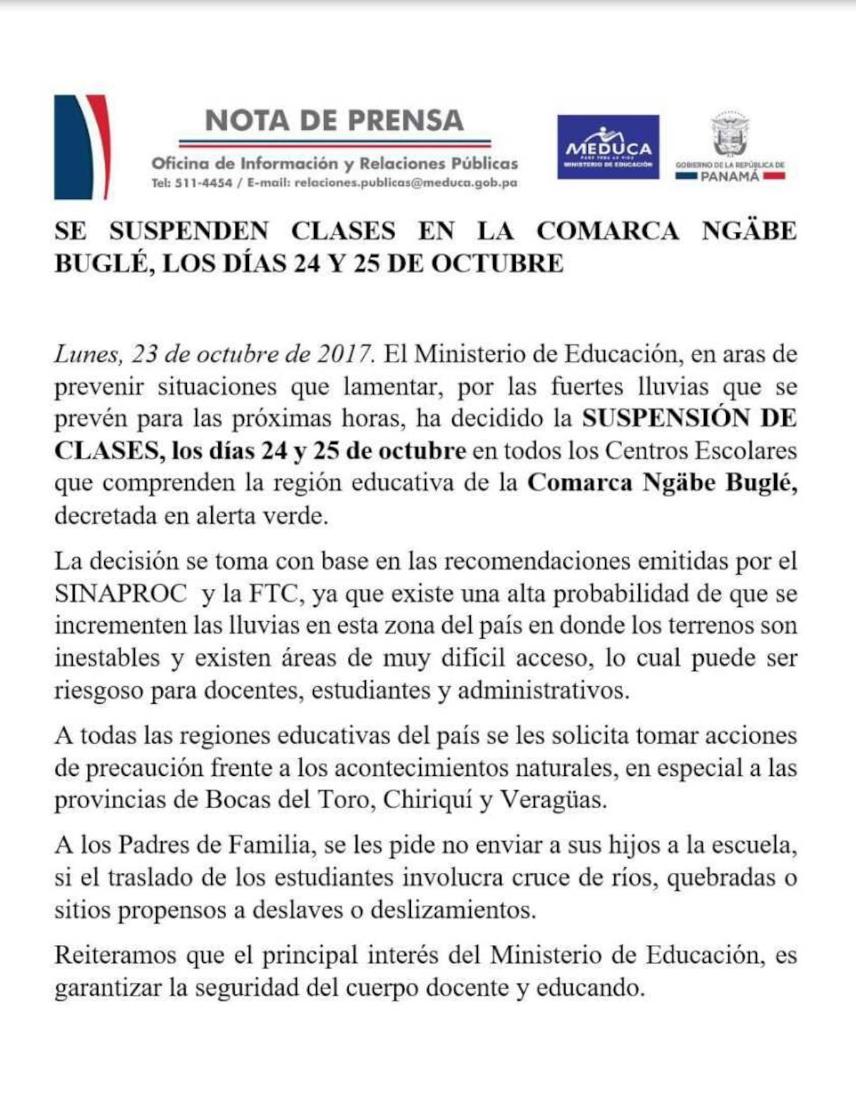 Meduca suspende clases por temporal.  Te diremos dónde