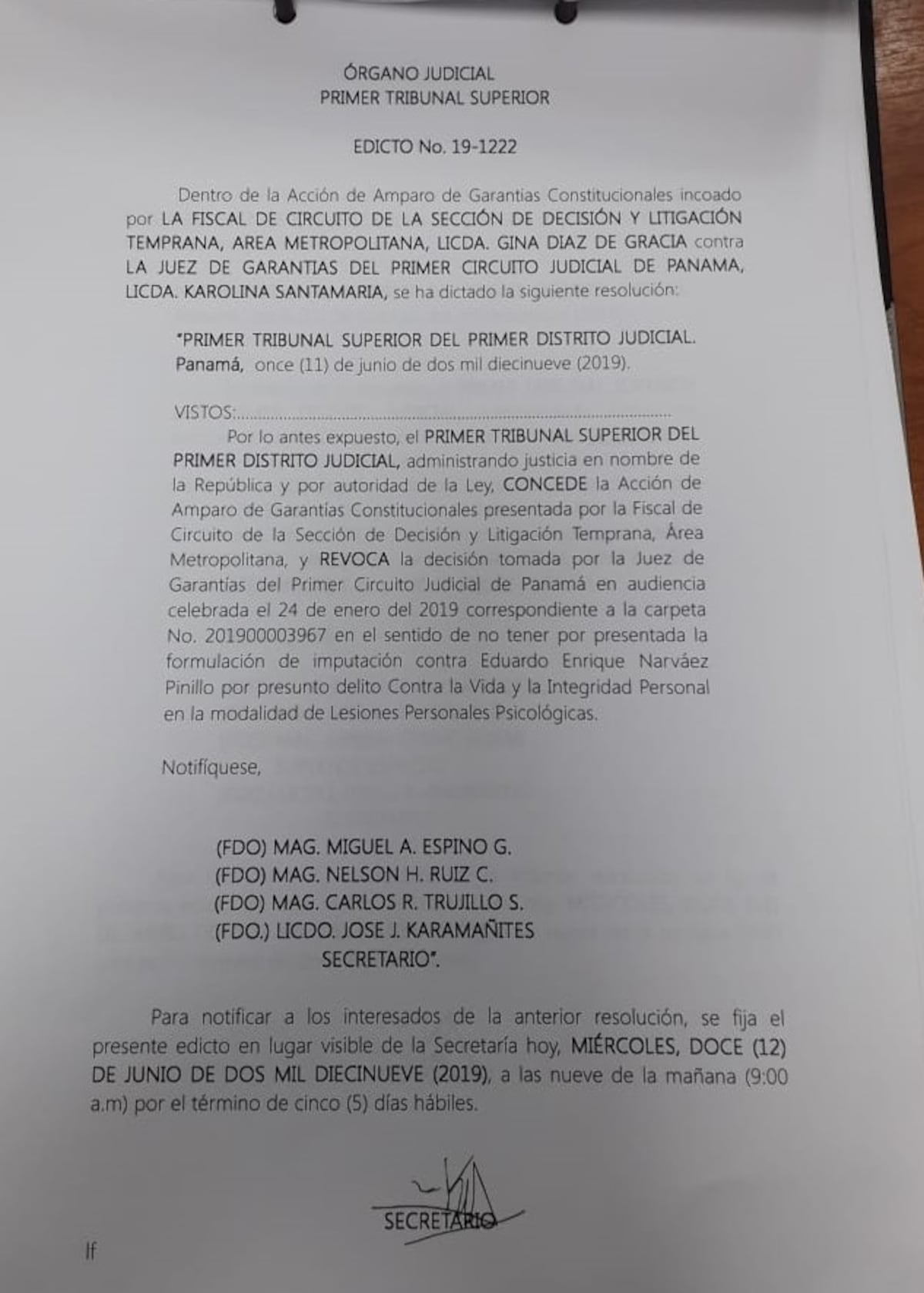 Tribunal ordena revocar decisión en querella presentada por la procuradora