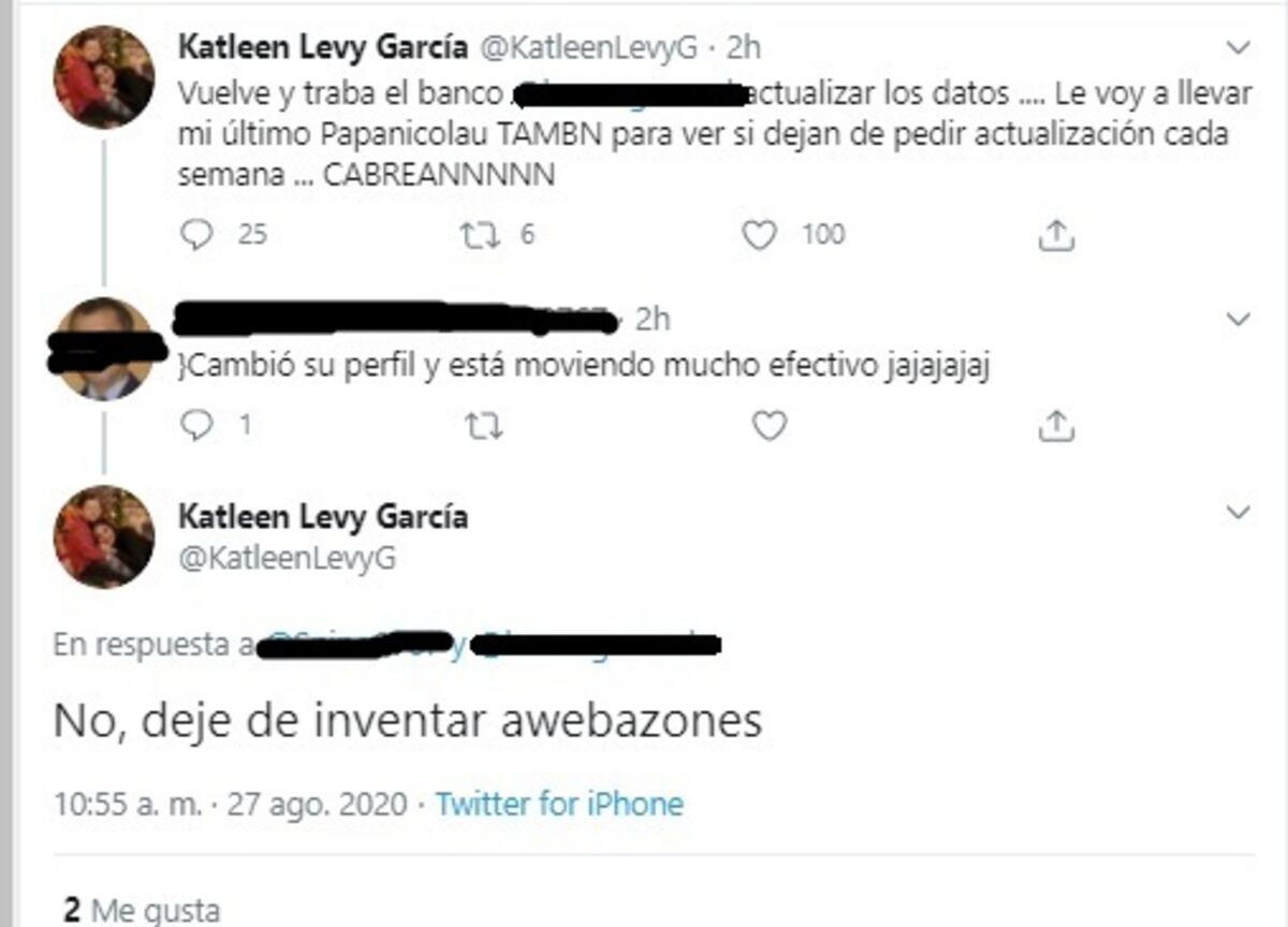 Katleen Levy, sin pepitas en la lengua. No se deja. Alguien la sacó de quicio y le dio su ‘pa’trás’