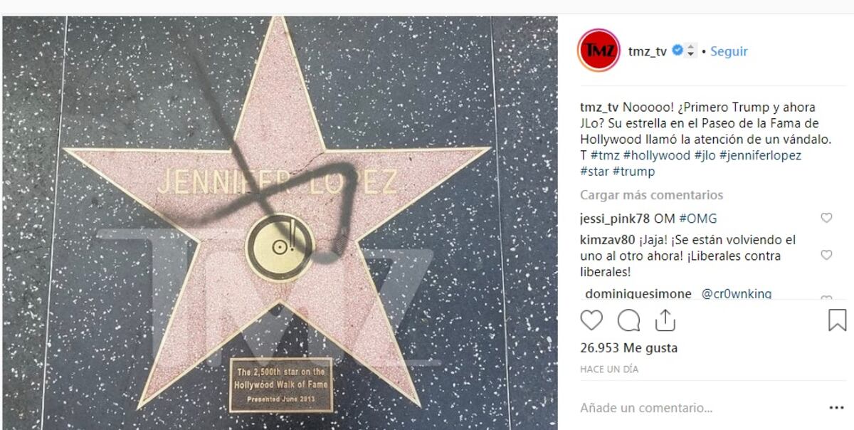 Atacan a Jennifer López en el Paseo de la Fama de Hollywood