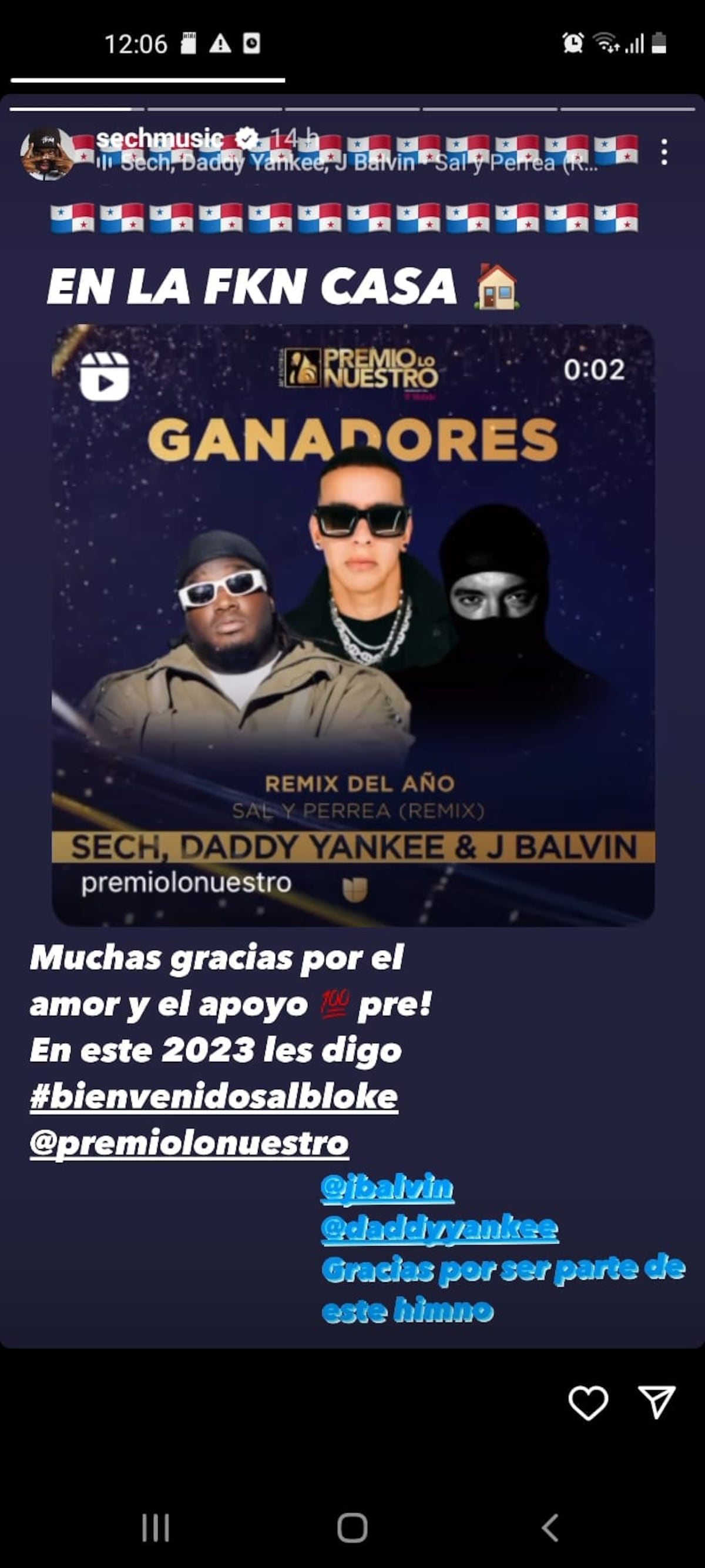 Panameño Sech gana Premio Lo Nuestro junto a Daddy Yankee y JBalvin