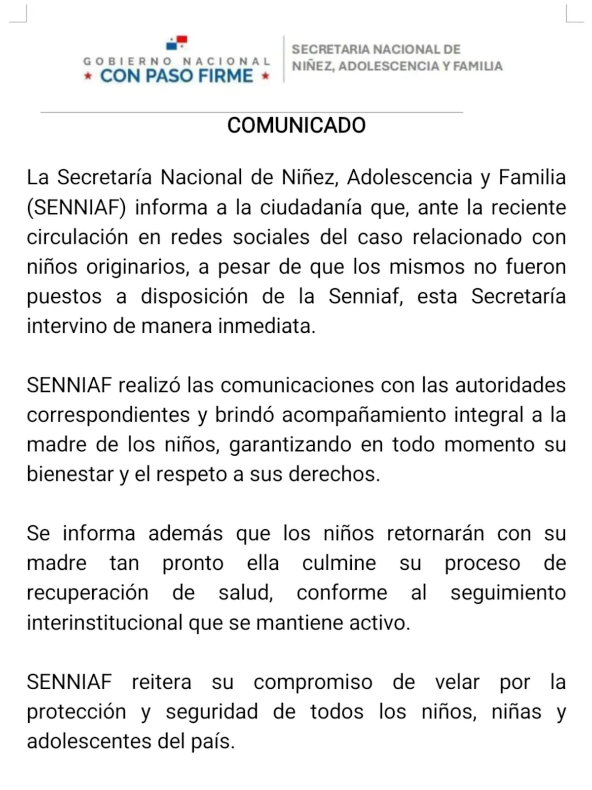 ‘Mami, te amo, déjame abrazarte’. Insólita situación con niños en la comarca Ngäbe causa indignación. Senniaf aclara que regresarán con su madre.