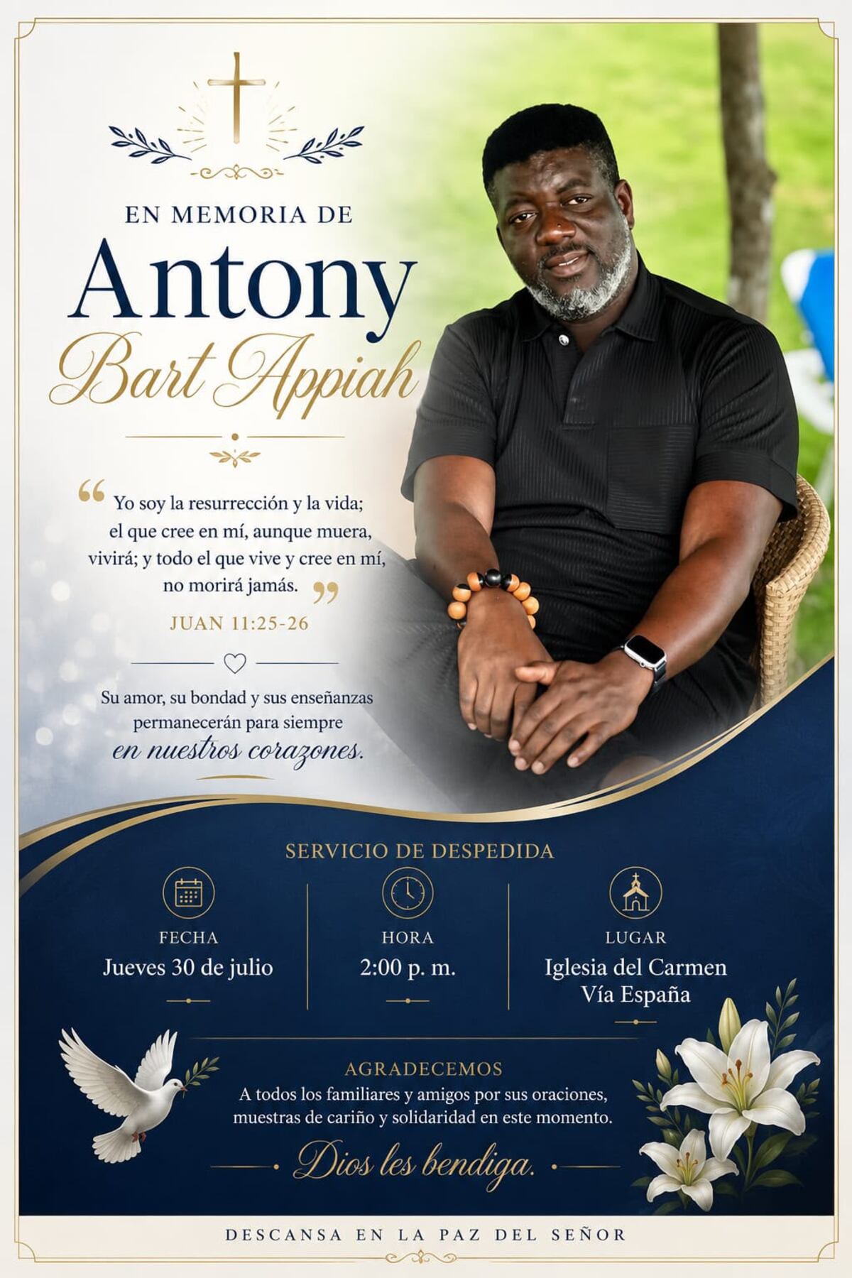 Kayra Harding dará último adiós a su esposo Anthony Bart-Appiah 