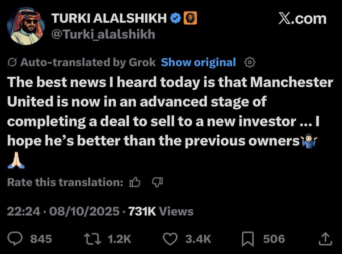 ¿Se vende el Manchester United? El magnate Turki Al-Sheikh revienta una bomba termonuclear en el fútbol inglés 