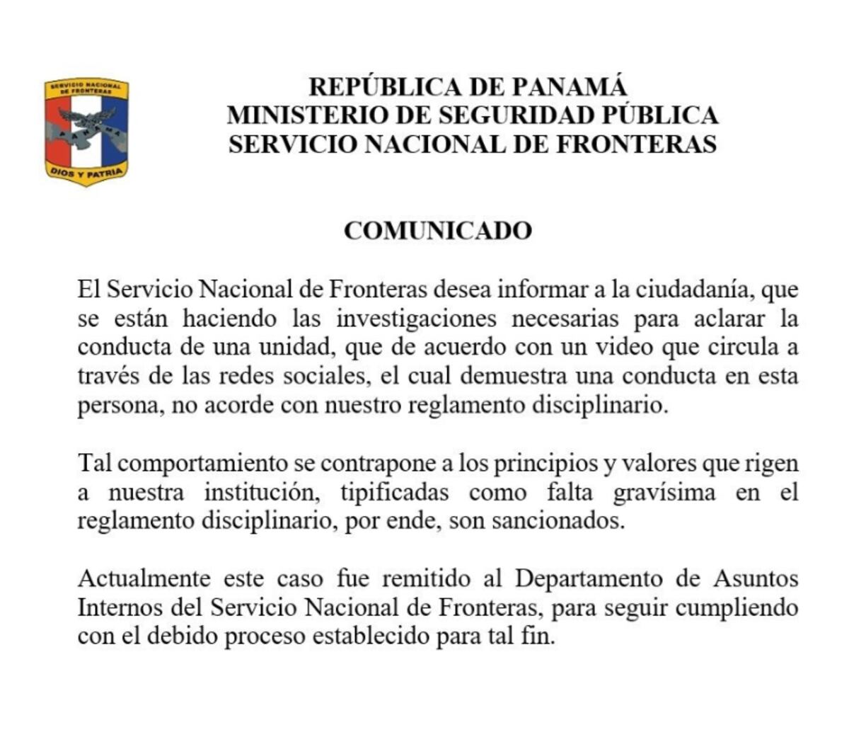 Senafront inicia investigación por supuesta conducta inapropiada de una unidad