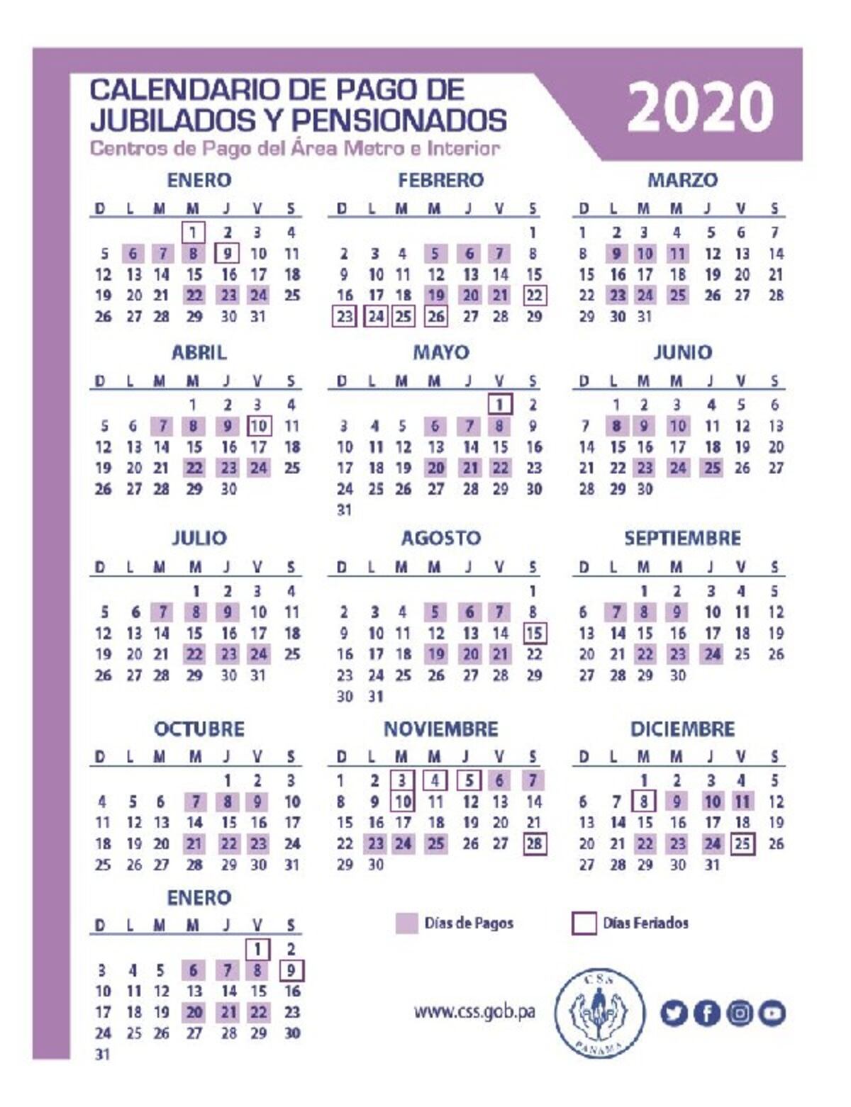 Importante. Ya está listo el calendario de pago 2020 para jubilados y pensionado de la CSS
