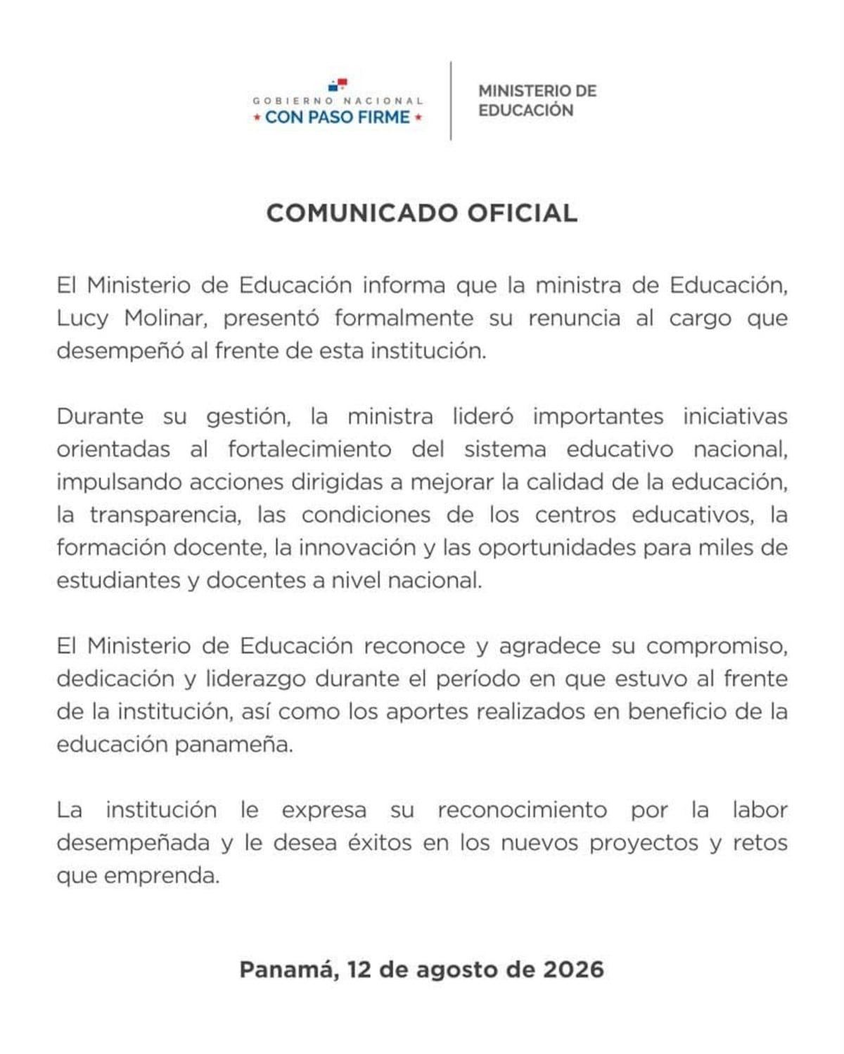 Se va Lucy Molinar: ministra de Educación renuncia al cargo + VÍDEO