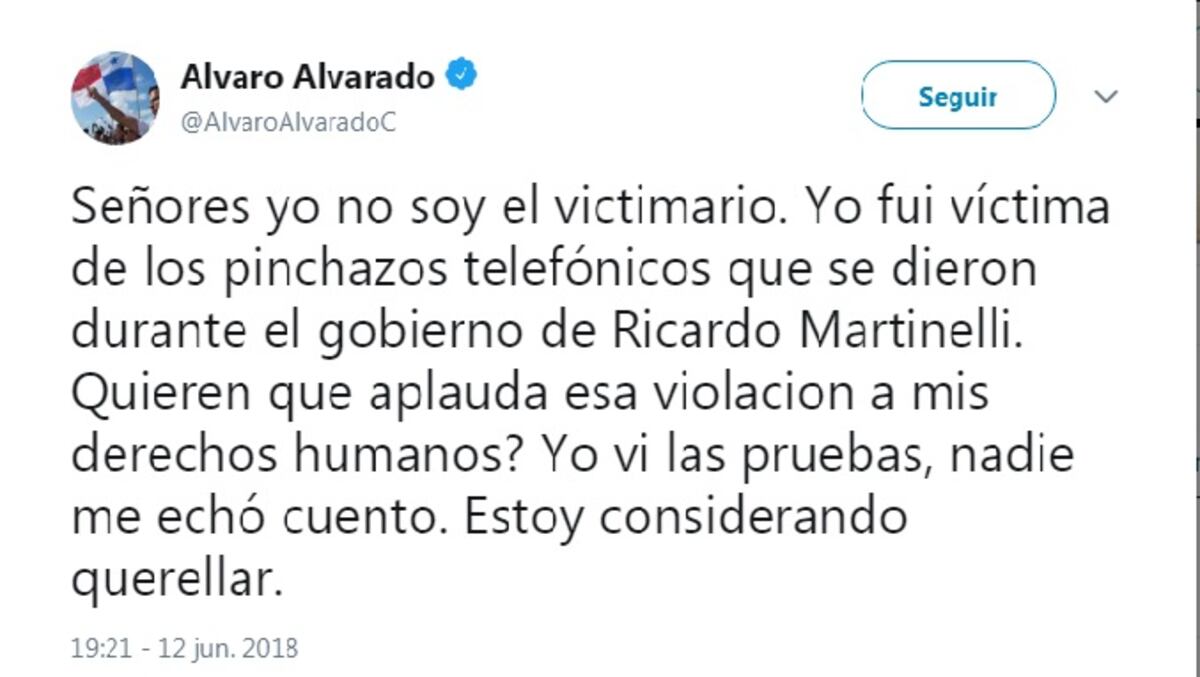 Álvaro analiza querellar a Martinelli.'También espiaba a Famanía y a Atenógenes