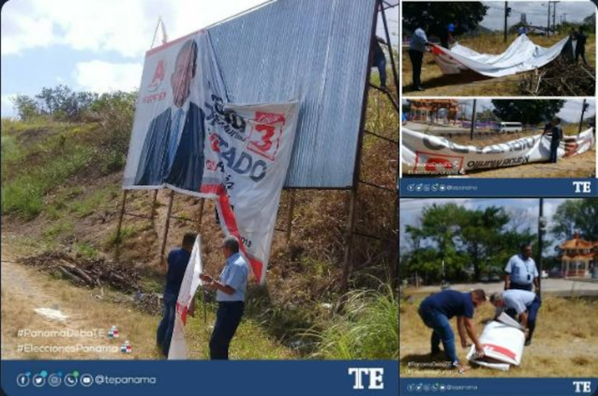 Remueven propaganda electoral mal ubicada cerca al del Puente de Las Américas 