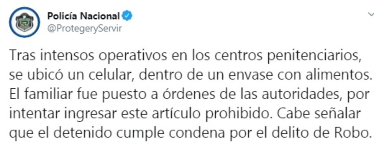 Un celular iba dentro de un puré con carne guisada. Trataban de meterlo a la cárcel, pero lo pillaron