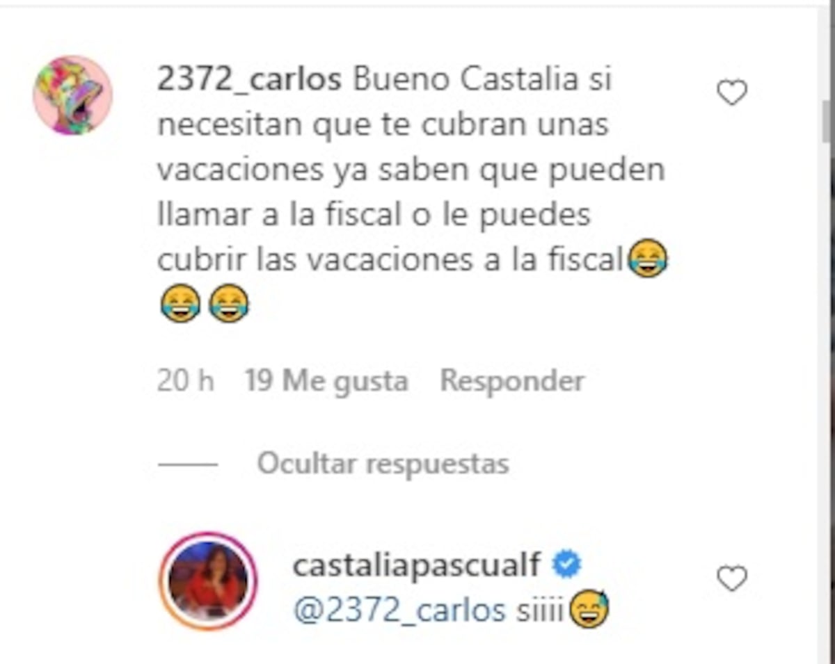 Tras revuelo en redes Castalia Pascual reacciona. Reconoce su parecido con fiscal. No se confundan