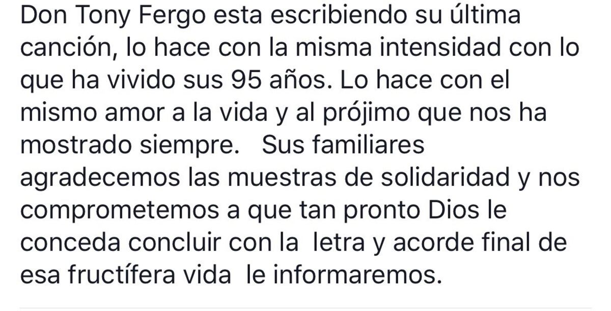  ​¡SU ÚLTIMO ADIÓS! Muere Tony Fergo. Hay reacciones. |VIDEO