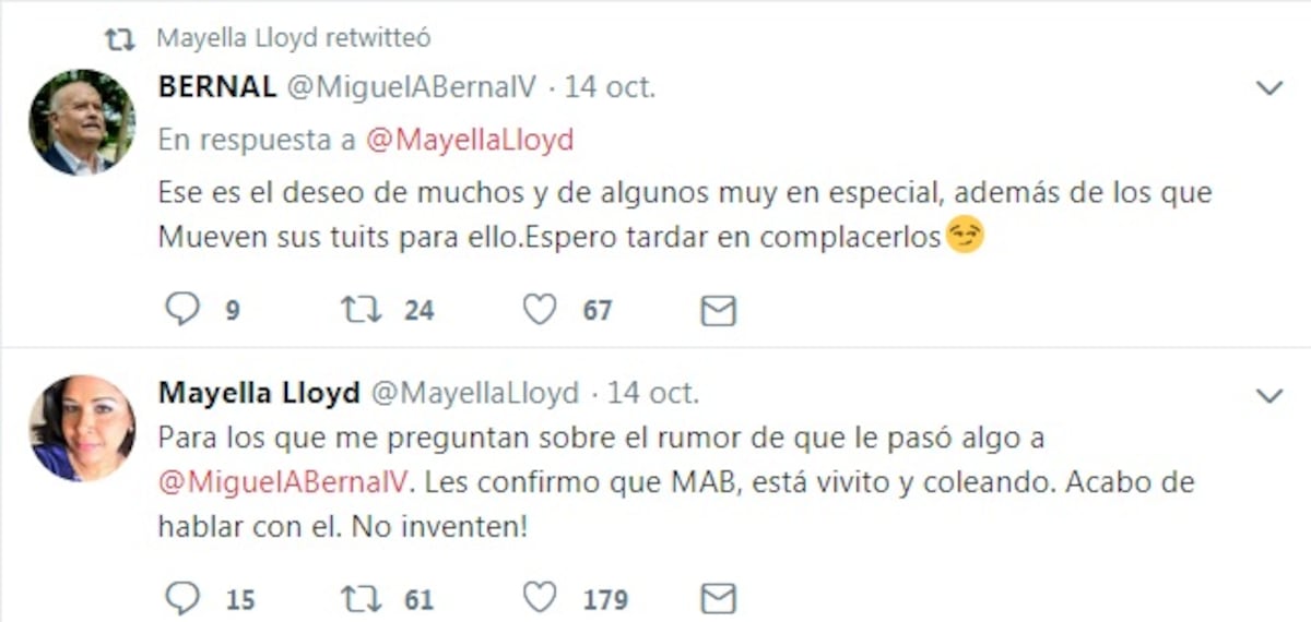 Mayella Lloyd: 'Miguel Antonio Bernal anda vivito y coleando'