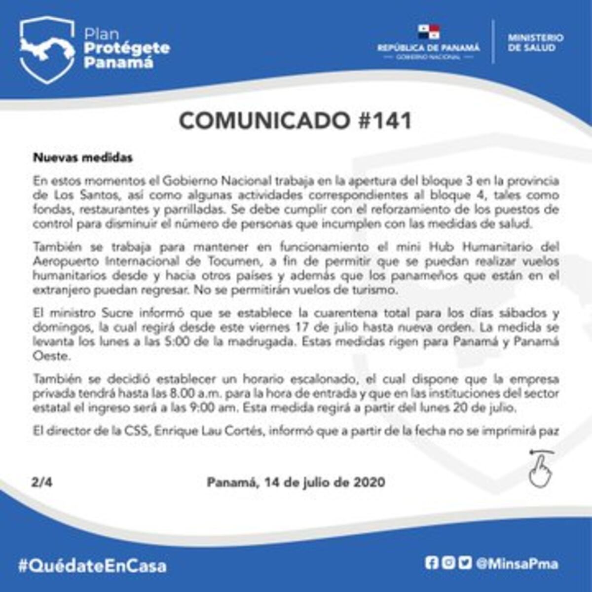 Vamos pa’ atrás. Gobierno Nacional anuncia cuarentena total