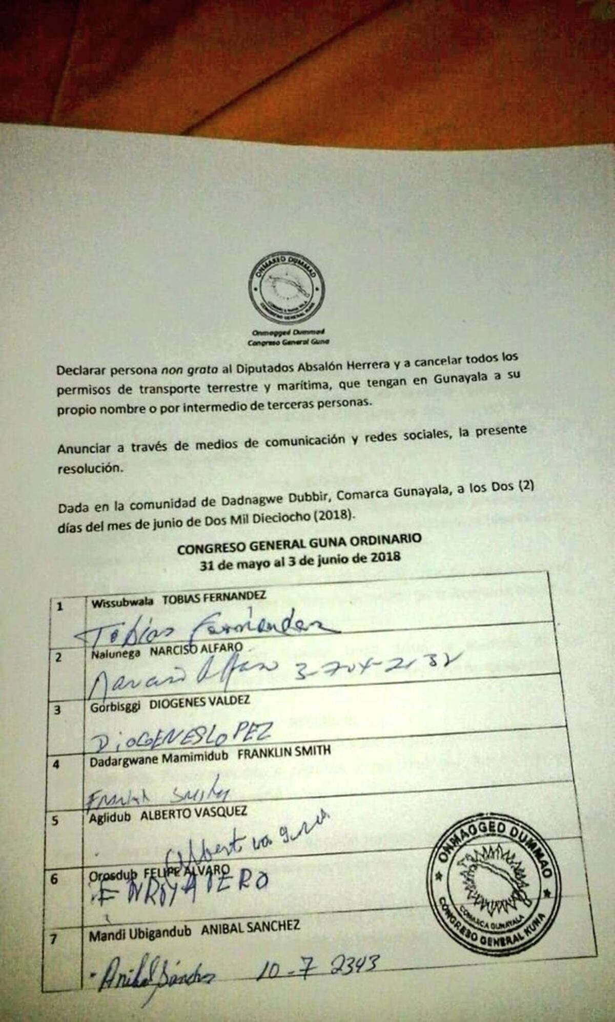 En Guna Yala consideran 'non grato' a diputado Absalon Herrera por Planilla 080