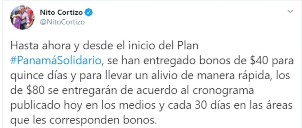 Nito revela dónde entregarán los bonos y bolsas de comida