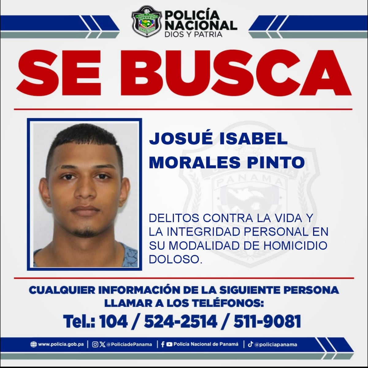 Policía Nacional mantiene la búsqueda abierta: buscan a señalado por homicidio en Chiriquí