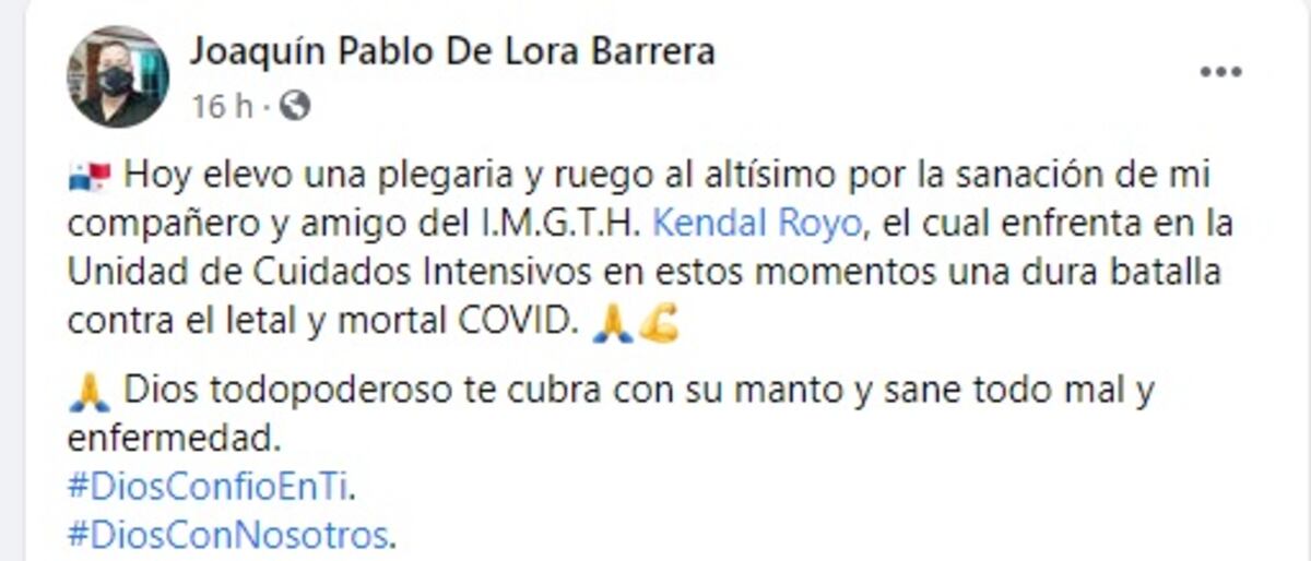 Presentador de TV, Kendal Royo, en estado delicado por covid-19. Jesús, alabao, lo ponen en cadena de oración