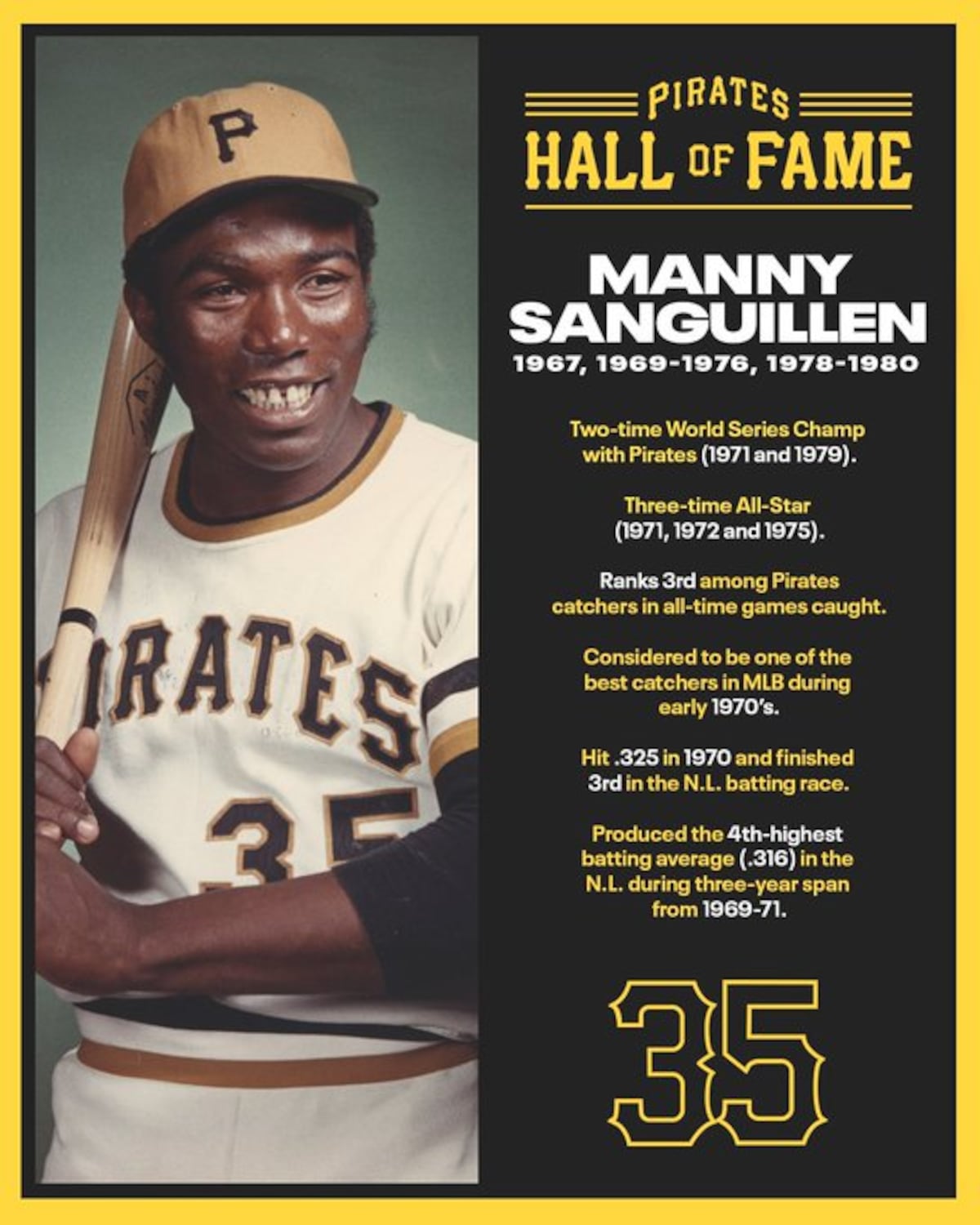 La Historia de Manny Sanguillén y su ingreso al Salón de la Fama de los Piratas