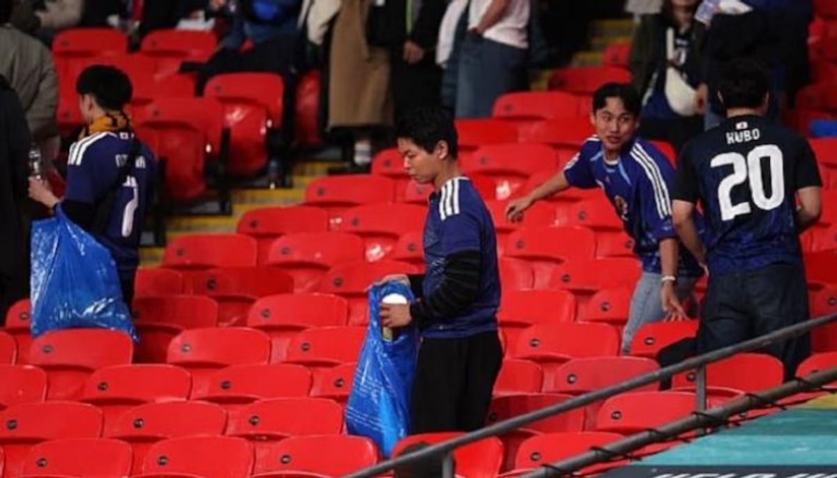 Fans japoneses limpian Wembley tras victoria y sorprenden al mundo