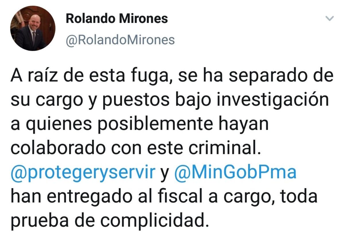 Ya hay separaciones de cargo ante fuga de Ventura Ceballos.  Mirones reacciona