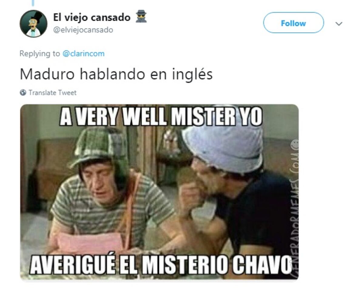 'Hands off de Venezuela de inmediati'. Se burlan del inglés de Maduro